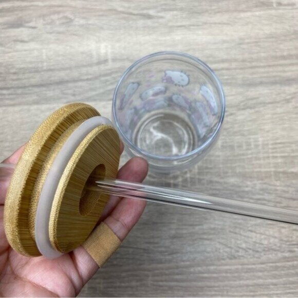 Hello Kitty Pink Face Glass Straw Can Cup NEW - Picture 5 of 5